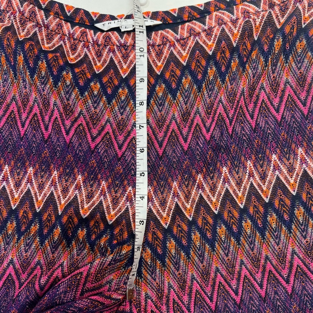 Trina Turk Crop Penelope Pant New With Tags Size Large Pink Purple Zig Zag Pants - Picture 7 of 11